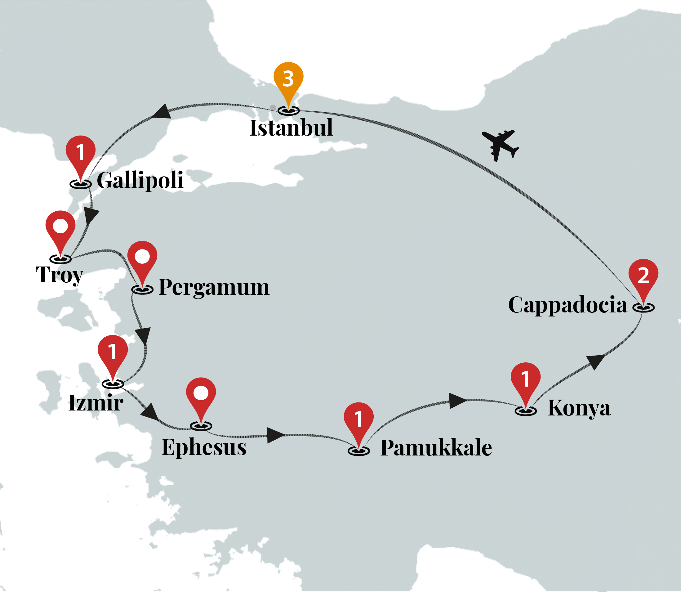 tourhub | Ciconia Exclusive Journeys | Wonders of Turkey Luxury Tour | Tour Map