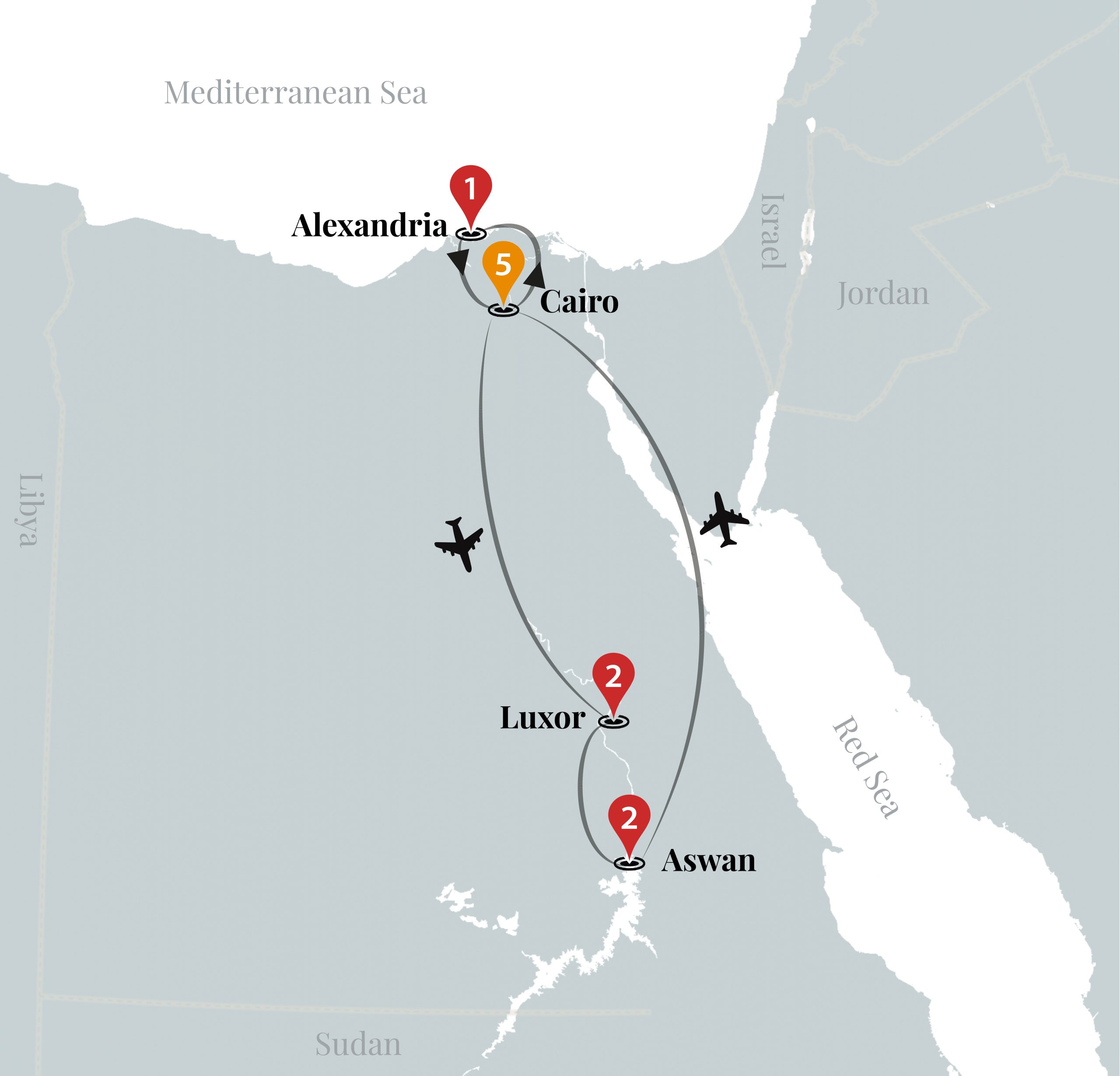 tourhub | Ciconia Exclusive Journeys | Incredible Egypt Luxury Tour | Tour Map