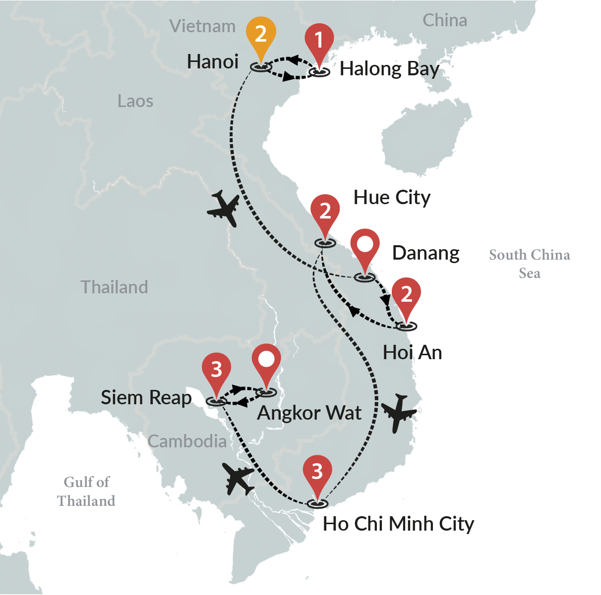 tourhub | Ciconia Exclusive Journeys | Best of Vietnam & Cambodia | Tour Map