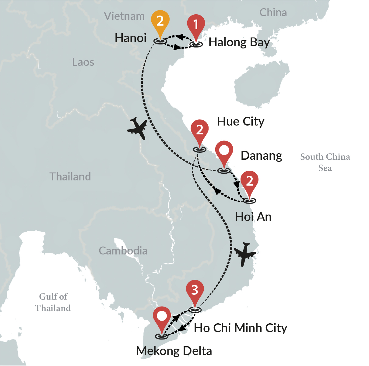 tourhub | Ciconia Exclusive Journeys | Inspiring Vietnam | Tour Map