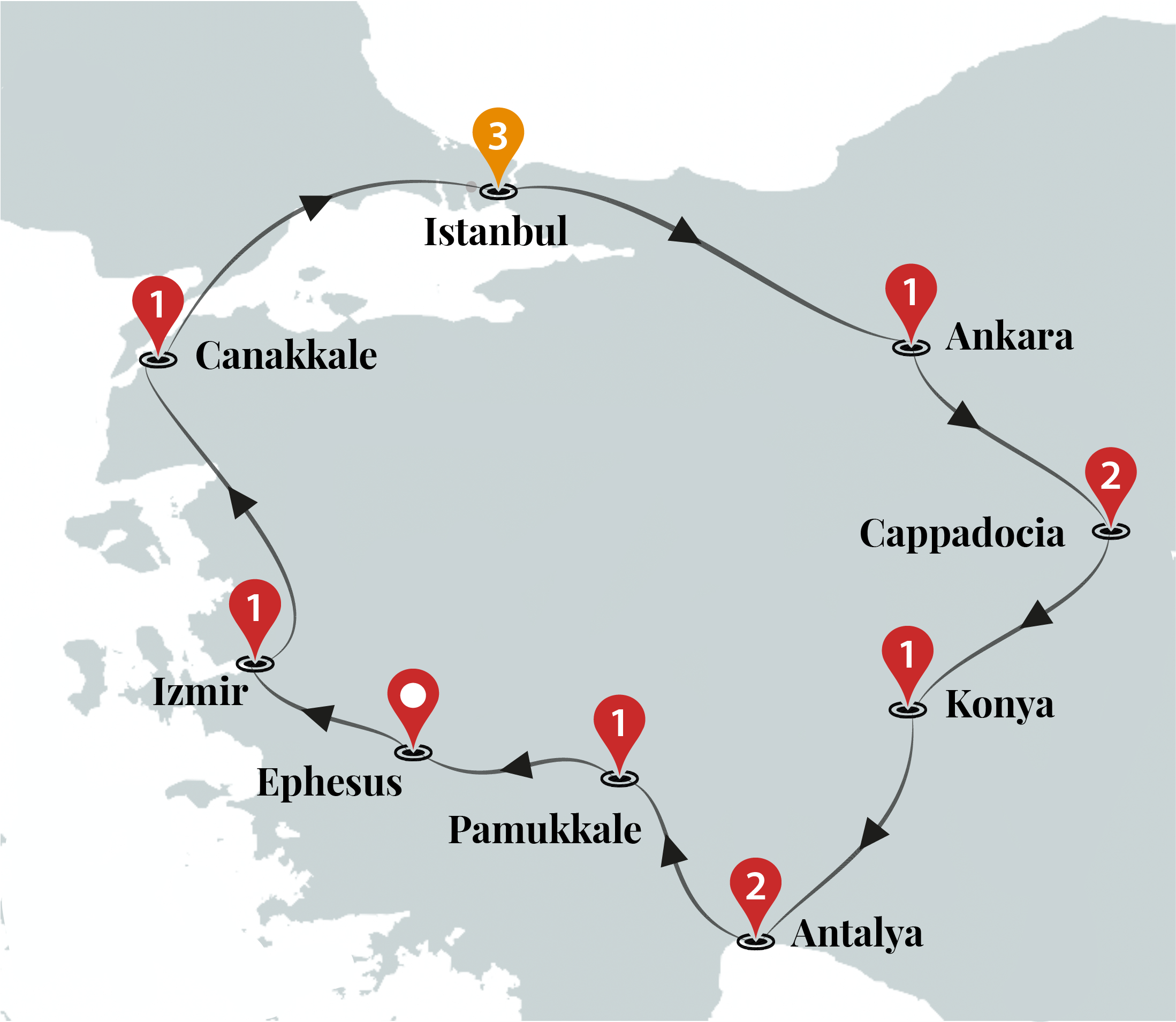 tourhub | Ciconia Exclusive Journeys | Incredible Turkey Luxury Tour | Tour Map