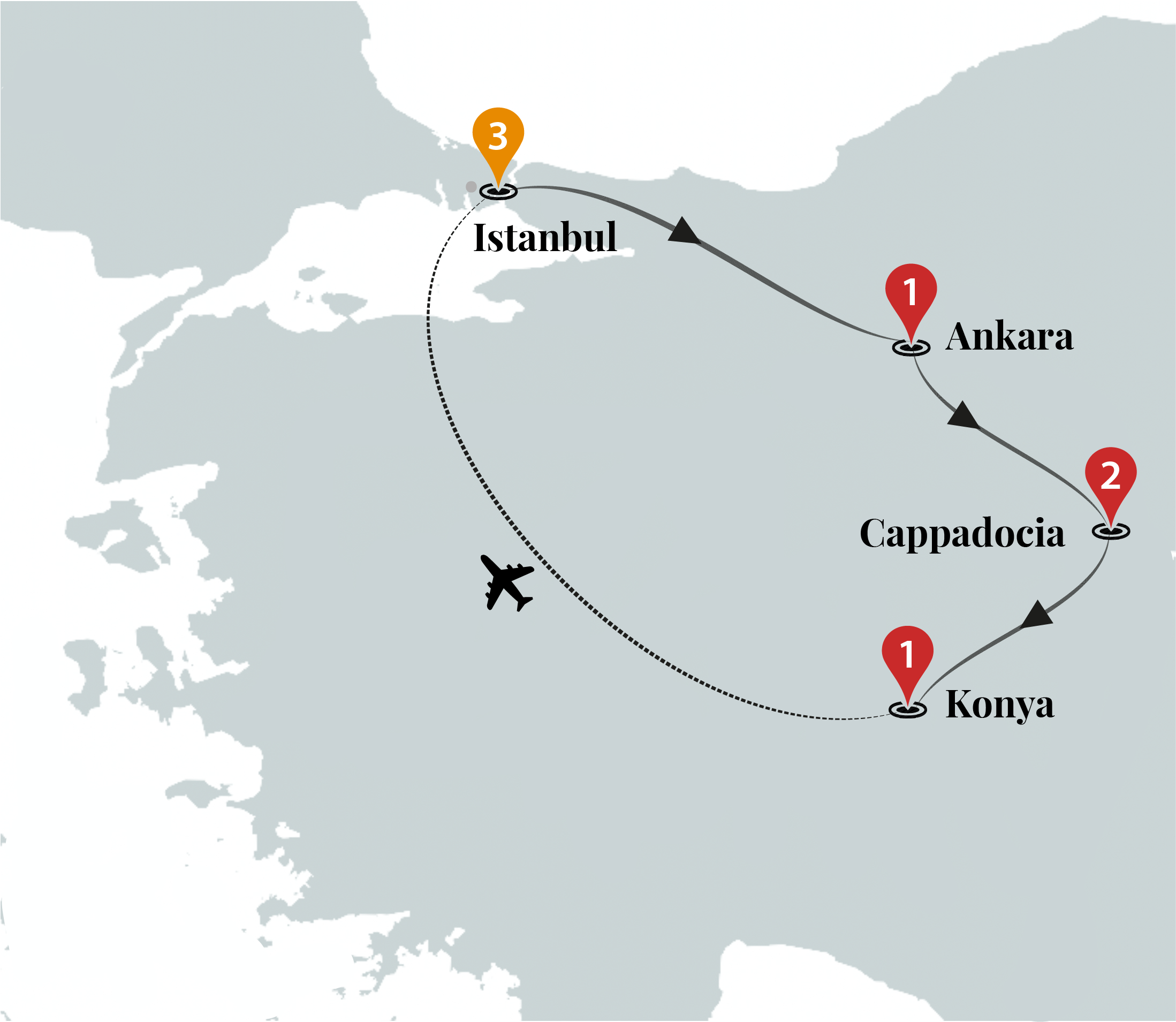 tourhub | Ciconia Exclusive Journeys | Best Of Anatolia Luxury Turkey Tour | Tour Map