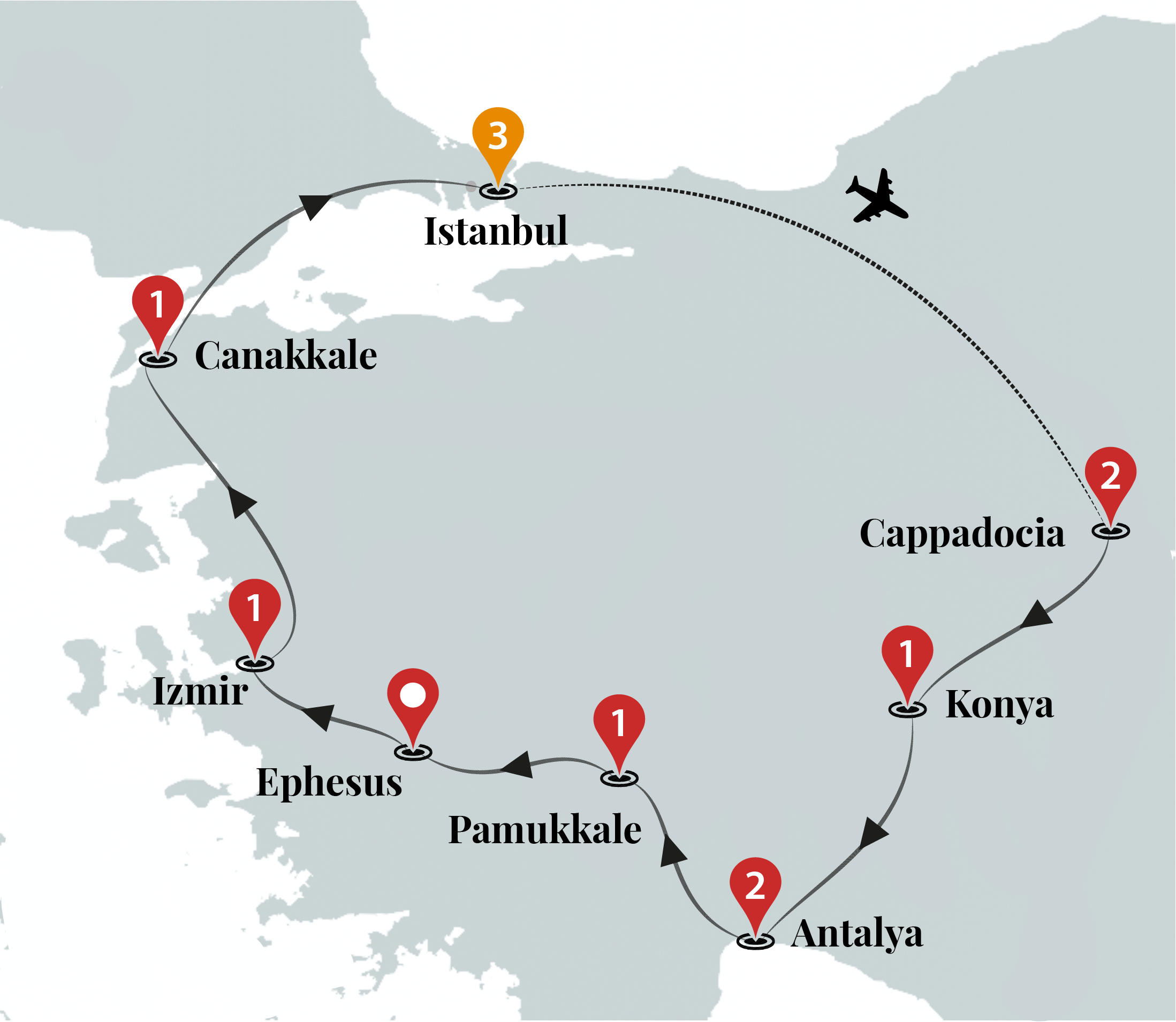 tourhub | Ciconia Exclusive Journeys | Essential Turkey Luxury Tour | Tour Map